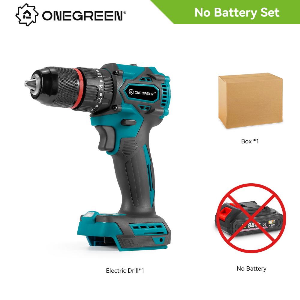ONEGREEN 1200 Вт 480 Н.М крутящий момент бесщеточная электрическая ударная дрель 20 передач аккумуляторная отвертка электроинструменты для Makita 18 В аккумулятор