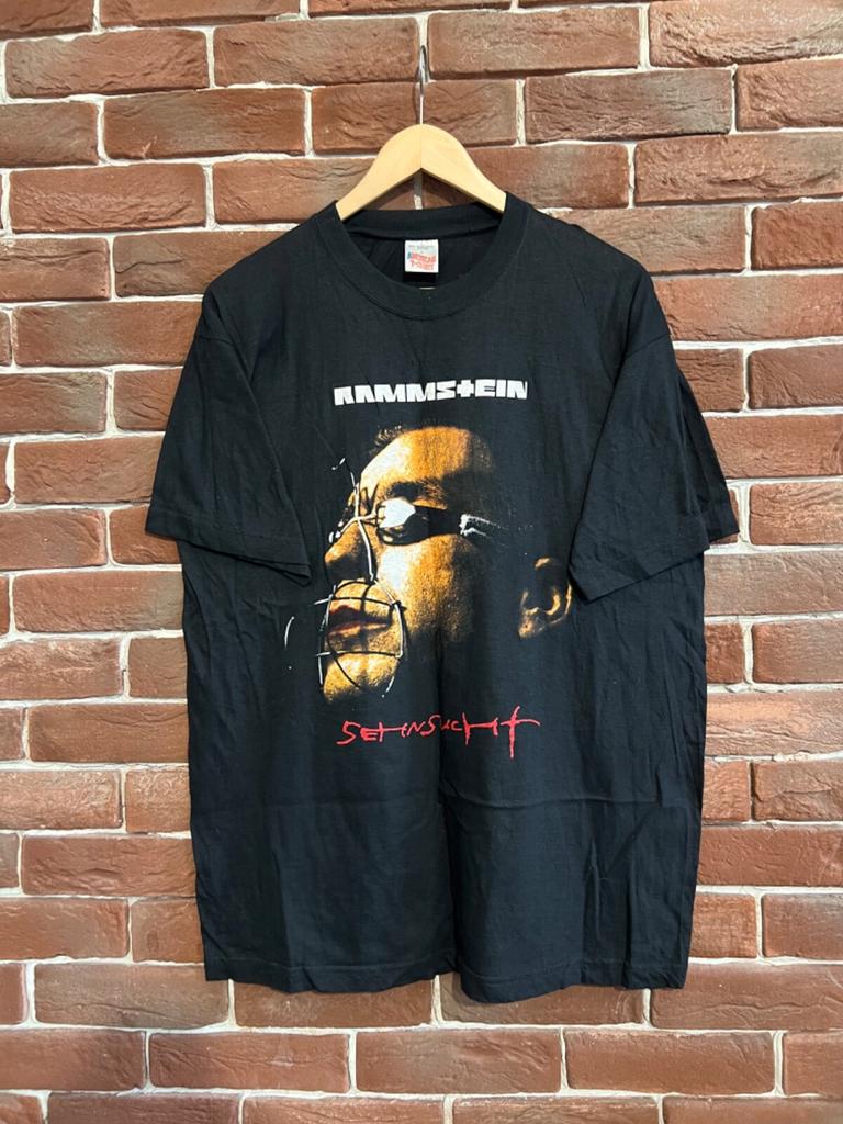 Rare 00s Rammstein Sehnsucht German Metal Rock Y2K T-shirt L black