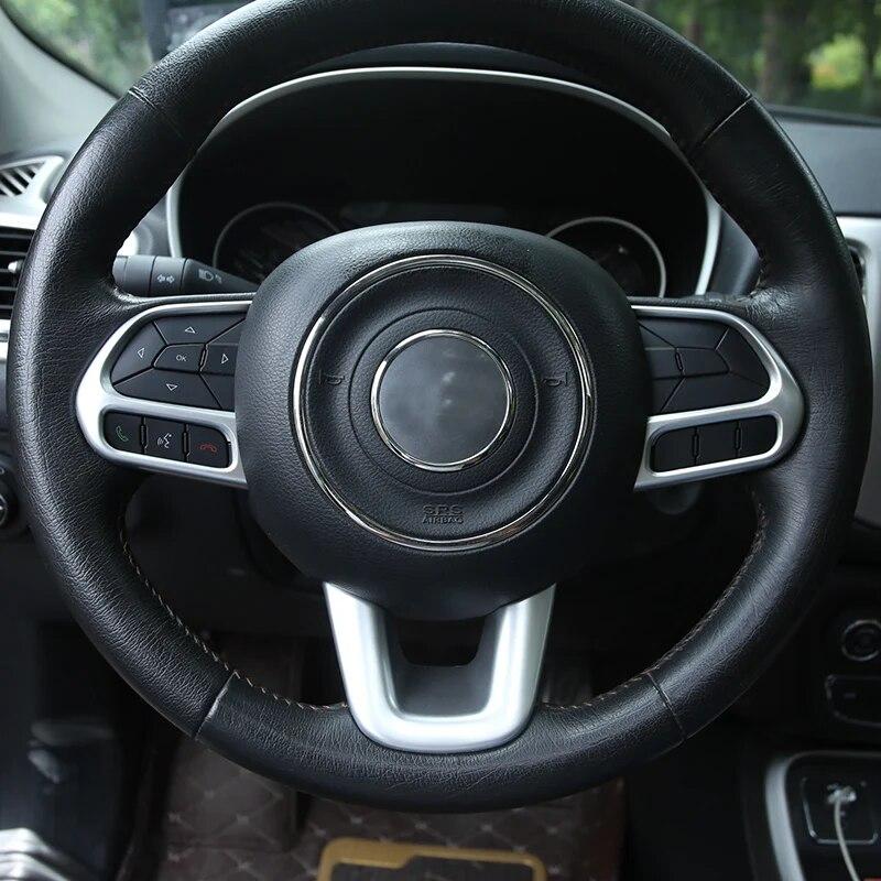 My Good Car ABS Chrome Steering Wheel Cover Trim Stickers for Jeep Compass 2017 2018 Renegade 2015 2016 2017 Accessories