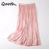 Women Gentle Solid Color Pleated Skirt Casual Elastic Waist Colorful A-line Skirt For Spring Summer QT2416