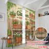 2pcs 2D flat printing Drapes Garden Faith Gardening Joy 100% Polyester Fabric Without Electricity Festive Curtains for Home Wall