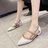 Fashion Women's Sandals 2025 New Rivet In Heel Shoe Pointed Toe Comfortable Platform Bun Head Low Heels Behind Empty Elegant Women Shoes