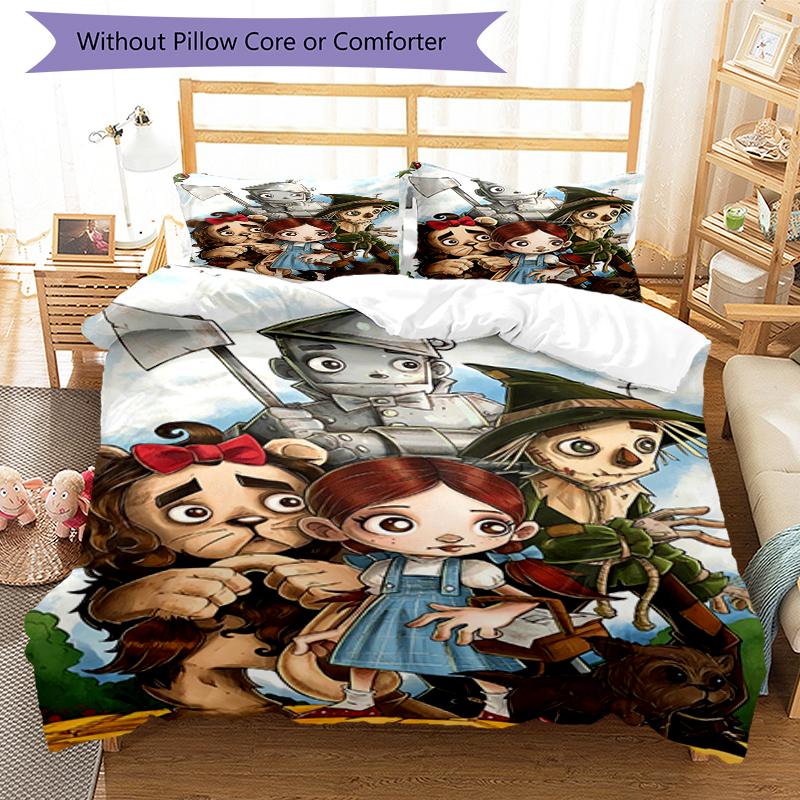 3pcs Alice in Wonderland Bedding Set Duvet Cover Closure Includes 1 Duvet Cover & 2 Pillowcases, Soft and Comfortable for All Seasons.