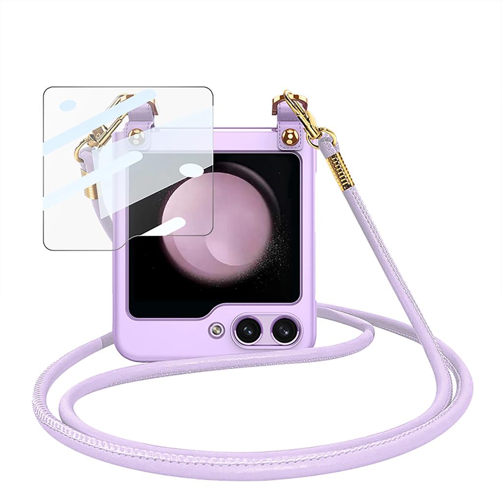 Чехол-пленка Crossbody Mirror для телефона Samsung Galaxy Z Flip 6 5 4 3 Flip3 Flip4 Flip5 Flip6 5G с гальваническим покрытием, противоударный чехол