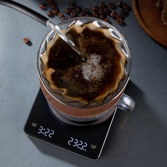 Цифровые кухонные весы с таймером, точные перезаряжаемые высокочувствительные сенсорные кнопки, кофейные весы для приготовления эспрессо