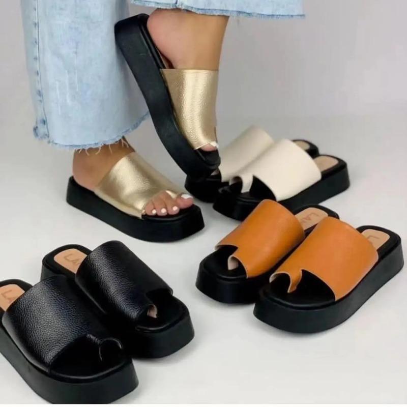 Летняя новая брендовая женская обувь, модная толстая подошва, пуловер, верхняя одежда, повседневные сандалии, кожаные тапочки