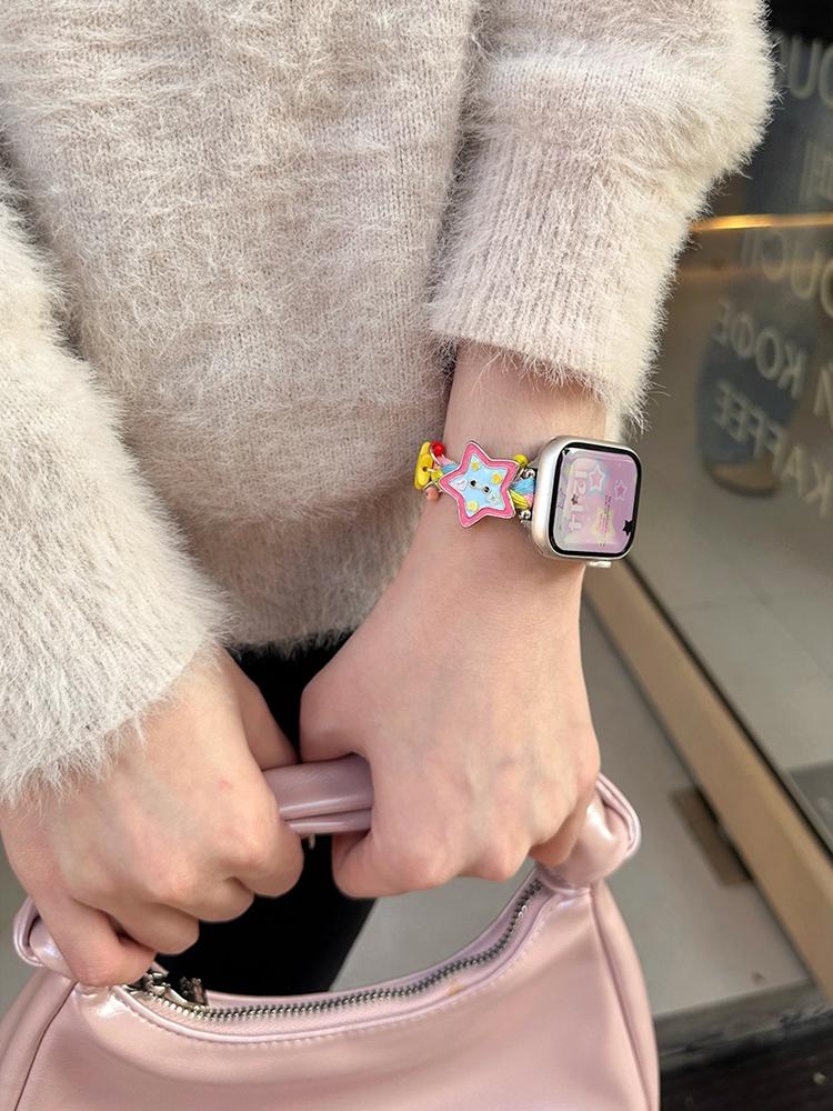 Ремешок со звездочкой Y2K для Apple Watch Ultra 11 10 9 8 7 6 Se 5 Металлический браслет для iWatch 49мм 46мм 41мм 45мм 42мм 44мм 40мм
