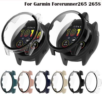Полный защитный чехол для Garmin Forerunner 265 Forerunner 265S Защитная крышка для экрана Чехол + закаленное стекло Пленка Аксессуары