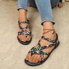 Woven Strap Clip Toe Flat Sandals Women's Summer New Round Toe Open Toe Soft Sole Anti-slip Wear-resistant Roman Shoes