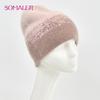 SOMALER Зимние шапки для женщин Теплая вязаная шапка из ангоры Модная шапка-бини с пайетками Толстая длинная шапка-ушанка из кроличьего меха