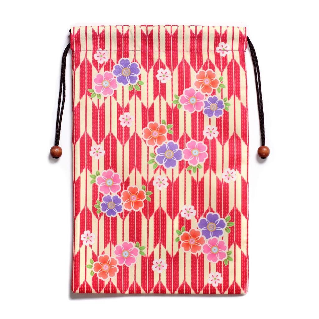 Taniguchi Shoudo Wagami Koji Goshuincho Drawstring Bag with Cherry (Yagasuri Blossoms)