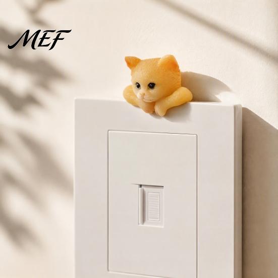 Adhesive Wall Decor Stickers 3D Cute Animal Light Switch Sticker, Cartoon Pig Cat Mermaid Frog Decorative Resin Stickers, Self?Adhesive Socket Panel