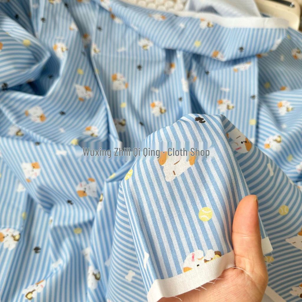 Хлопковая ткань плотностью 40 нитей с цифровым принтом в корейском стиле полоска/щенок/цветочный для женской и детской одежды, семейных нарядов и домашней одежды, DIY-проектов