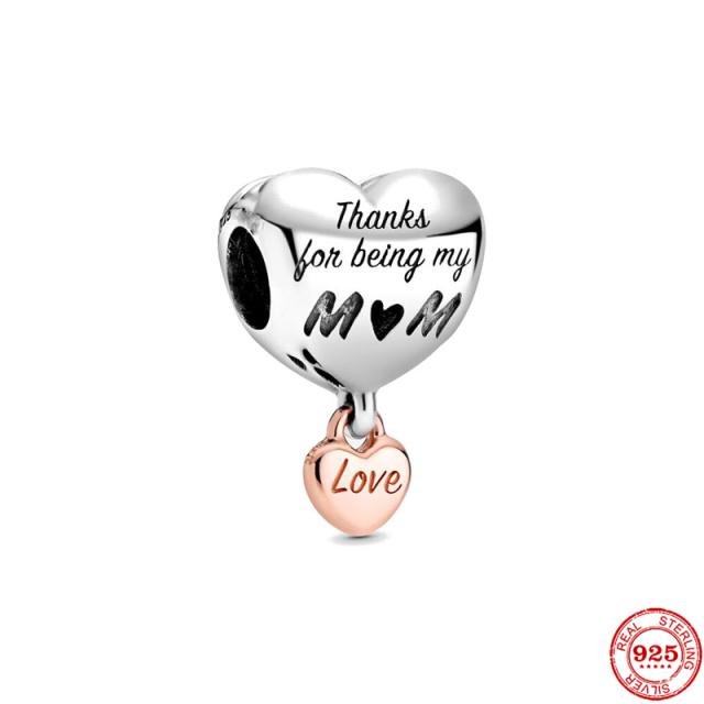 Neastamor Люблю тебя, мама, шарм-бусина в форме сердца, подходит для оригинального браслета, серебро 925 пробы, изготовление модных DIY украшений для женщин, подарок