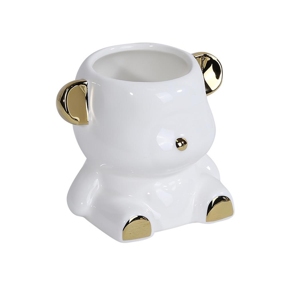 Настольная организация, керамика, многократное использование, пыленепроницаемая и влагостойкая, милый медведь, натуральные цвета, держатель для ручек, керамическая трубка для хранения