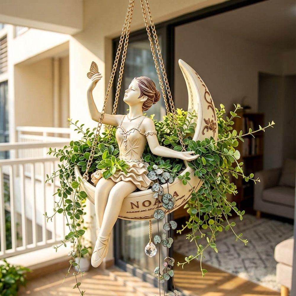 Resin Moon Girl Flower Pot Elegant Ballerina Figure Succulents Planter Cafe Decorations
