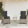 VidaXL Garden Reclining Chairs Set of 2 and Cushions Grey Rattan 365219