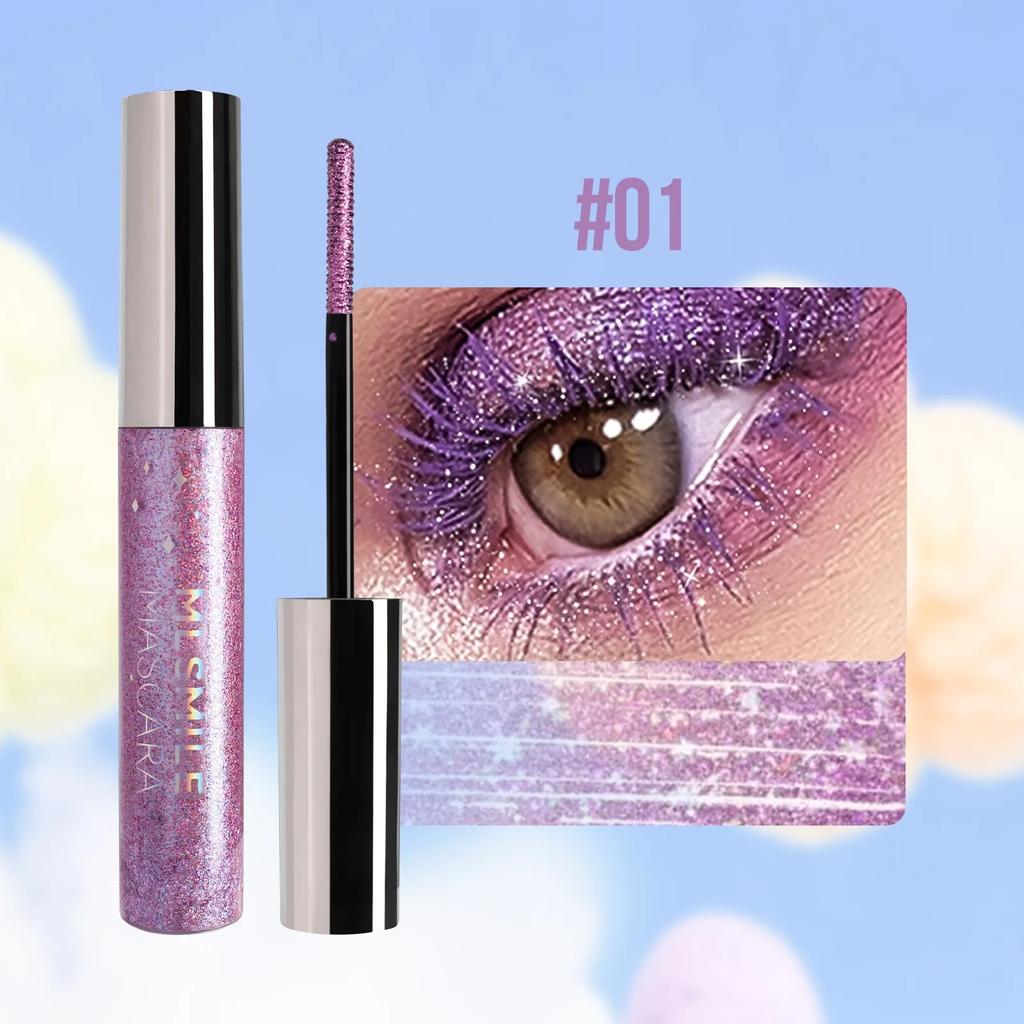 Sparkling Gold Diamond Mascara Glitter Pearlescent Small Metal Bar Waterproof Fast Dry Eyelash Curl Extension Christmas Makeup