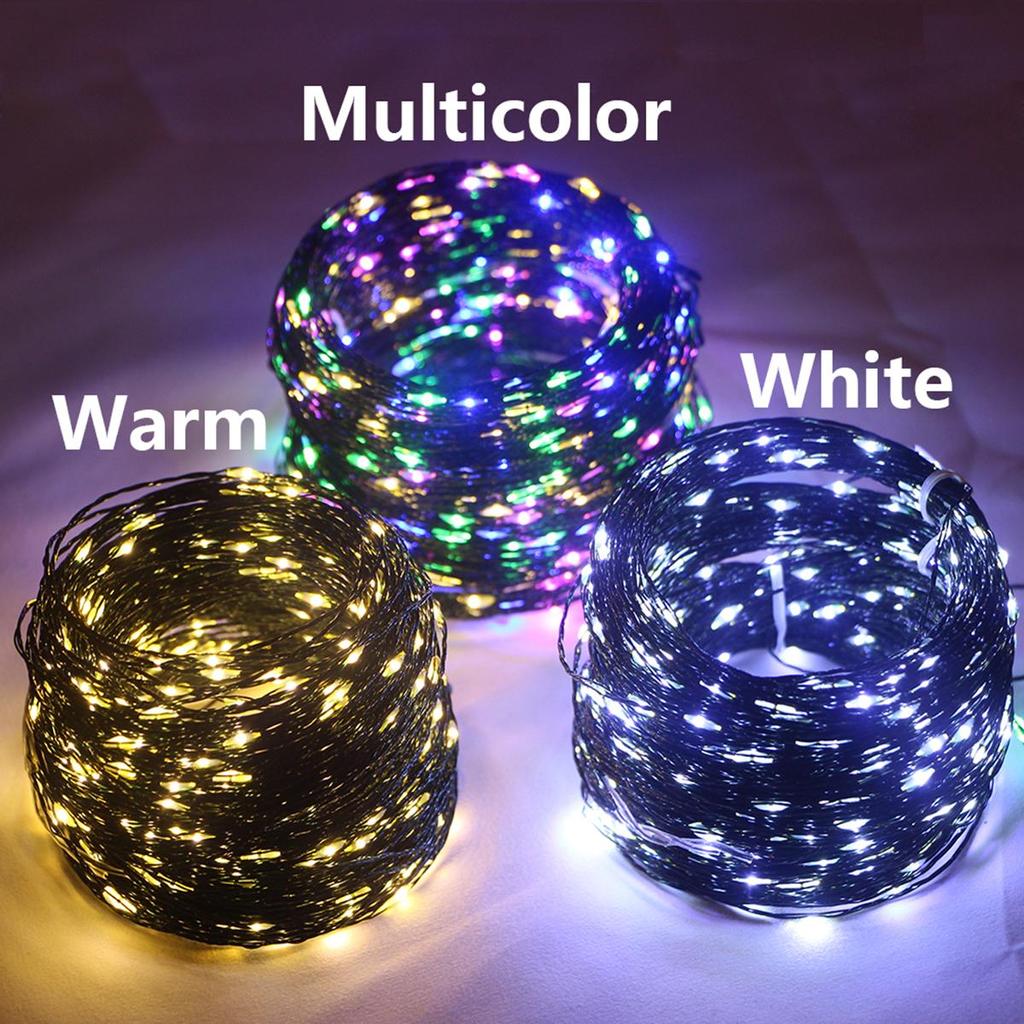 LED Green Copper Wire String Lights USB Battery Powered Outdoor Fairy Lights Christmas Garland For New Year Christmas Tree Party Terrace Decoration