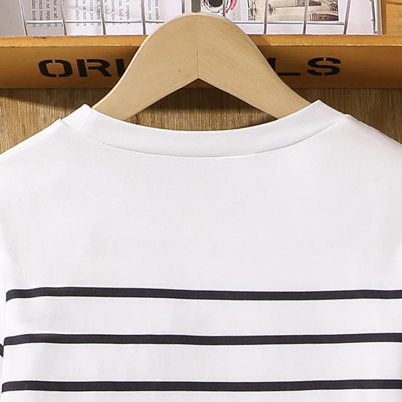 Модный костюм для девочек, летний детский повседневный полосатый топ с короткими рукавами, шорты Sweet Bud, костюм из двух частей