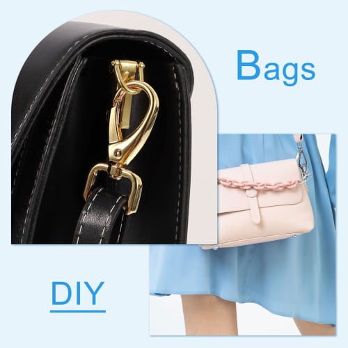 uxcell 38mm Inner Diameter Screw-On D-Ring Square Keychain Key Ring Lever Rotating Snap Hook Removal Craft Hook with Screwdriver, 2 Pieces Black