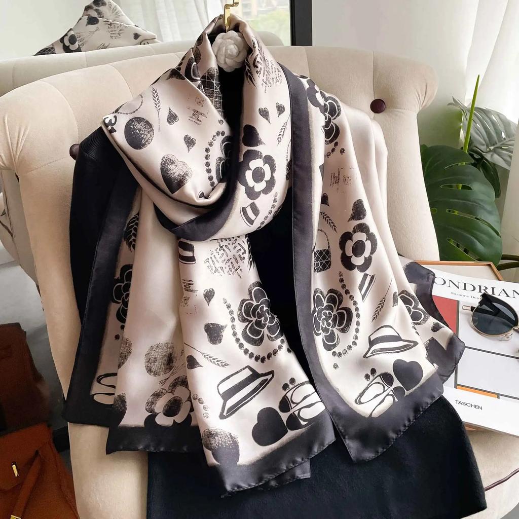 Новый 90*180СМ Модный Роскошный Дизайн с Принтом Леди Шаль Мягкий Сатиновый Шелковый Шарф Шаль Универсальные Женские Длинные Шелковые Шарфы