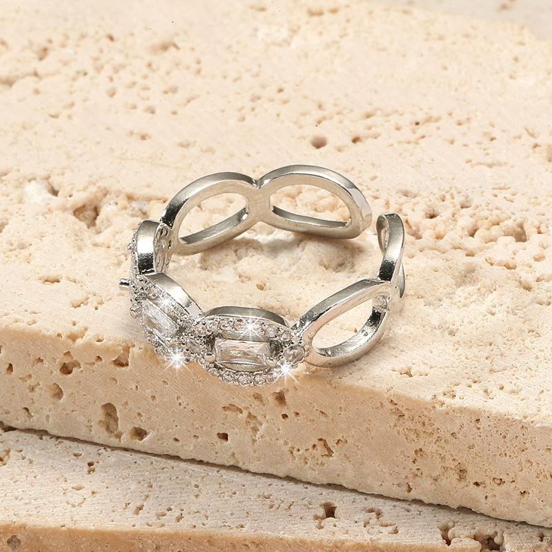 Кольцо GemChic для женщин, изысканное, геометрическое, с вставкой из циркона, регулируемое, женское, сверкающее, модное, подарок на день рождения, Рождество, ювелирные изделия