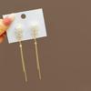 Tassel Earrings Diamond Butterfly Flower Pearl Stud Earrings Temperament Fashion Long Thin Earrings