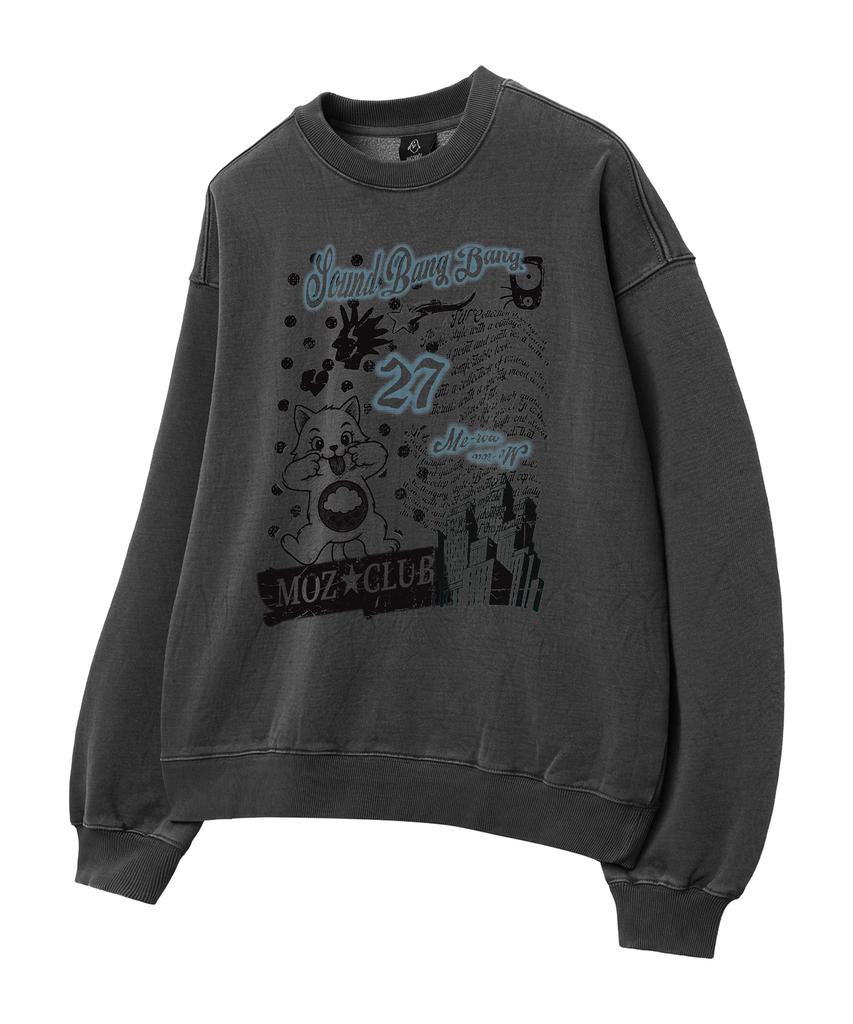 MOZMOZ Miyao Terry Brushed Pigment Oversized Sweatshirt Charcoal