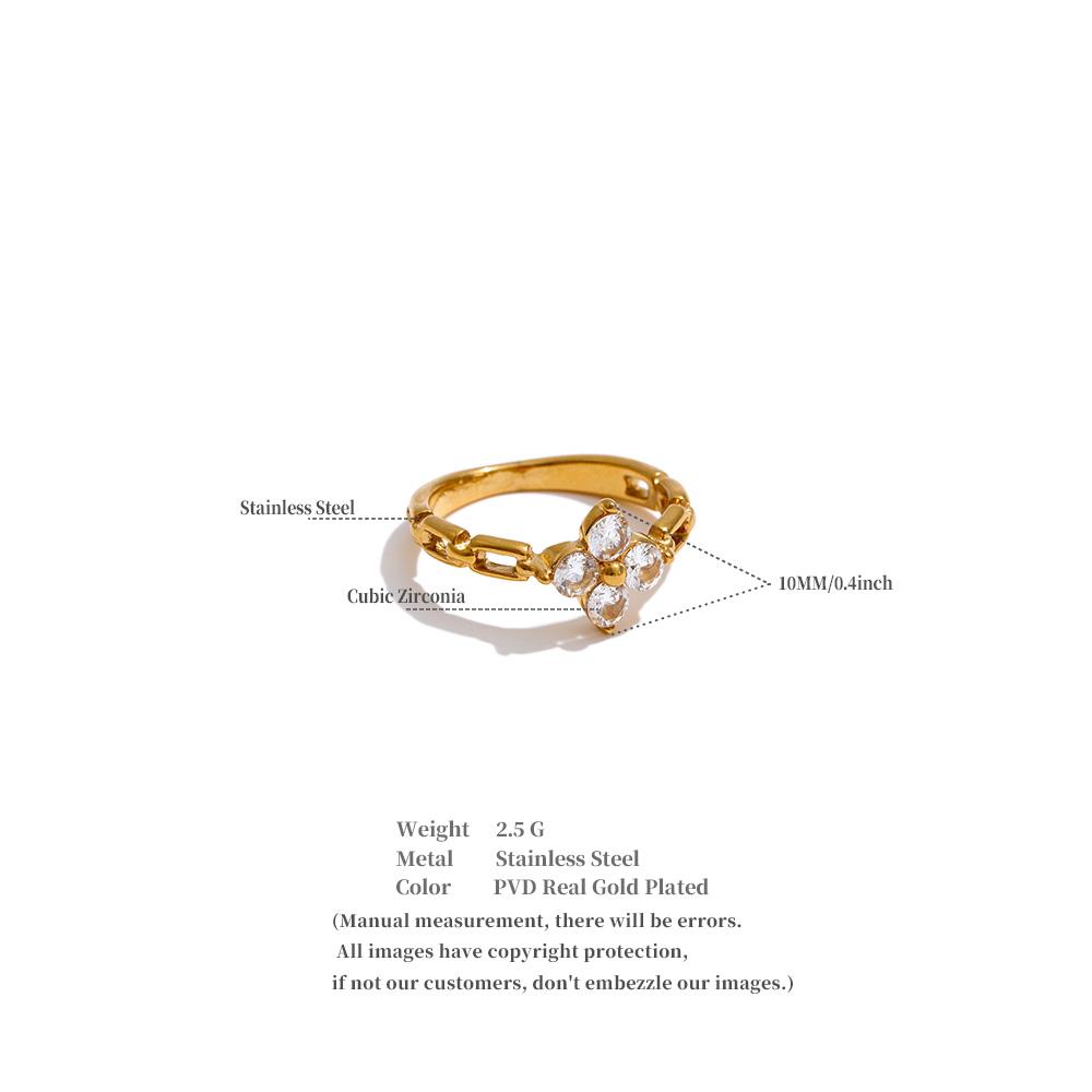 Yhpup Size 6789 Stainless Steel Cubic Zirconia Flower Ring 2026 High Quality Dainty Fashion Spring Summer Jewelry Accessories