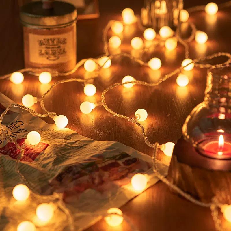 Outdoor LED White Ball String Lights for Camping, Awning, and Birthday Decorations