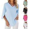 Женская свободная шифоновая рубашка с v-образным вырезом и средним рукавом, женские топы