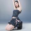 Japanese Y2k Denim Skirt Mini Women Kawaii Elastic Waist A-line Patchwork Cute Sexy Ruffles Jeans Skirt Shorts Summer