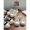 Summer New Round Head Thick Sole Thin Canvas Shoes Women's Breathable Board Shoes 821