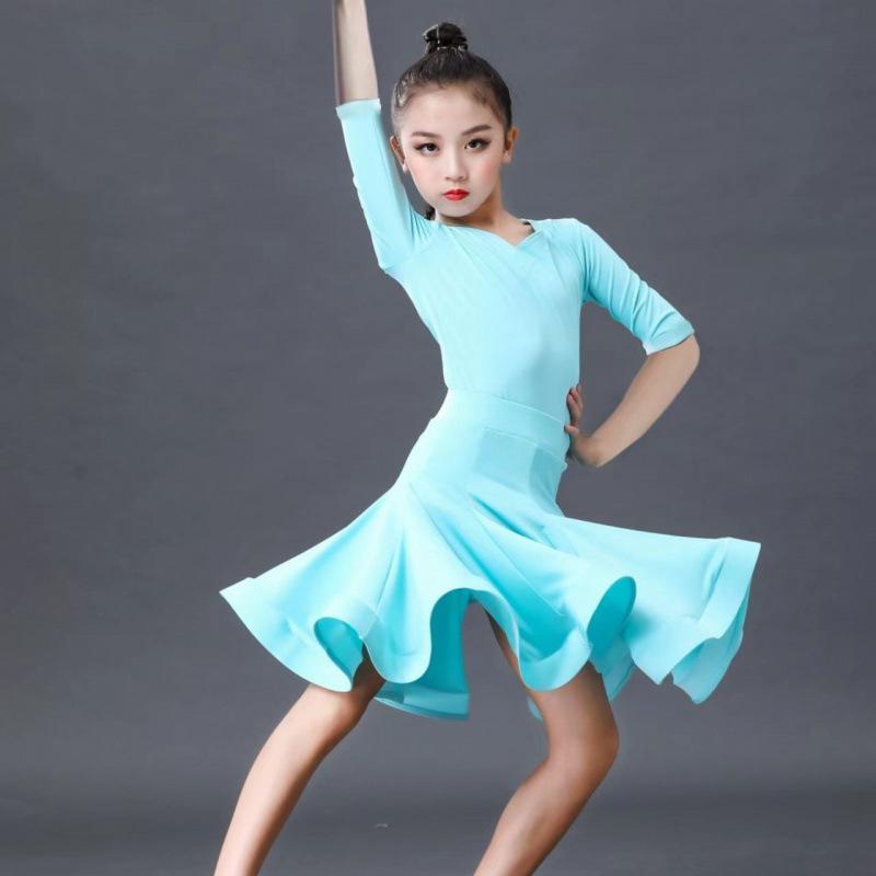 Girl Latin Dresses Dancing Ballroom Dance Dress Rumba Samba Children Samba Cha Cha Tango Skirt Standard Salsa
