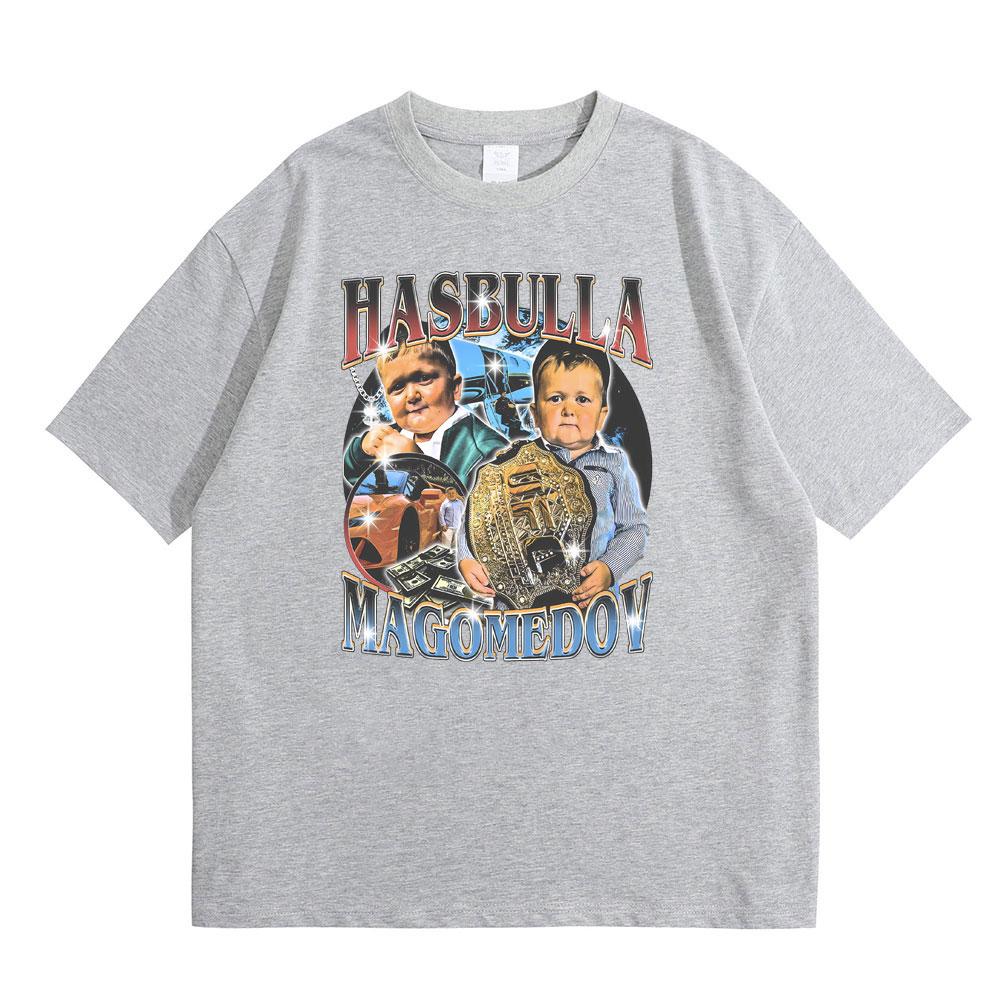 Hasbulla Magomedov Funny Meme T-shirt Men's Vintage Oversized Tshirt Men Women Casual 100% Cotton T Shirt Short Sleeve Fan Gift