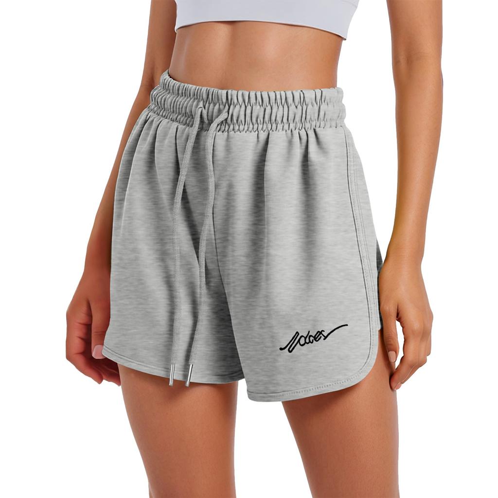 Женские спортивные шорты, повседневные свободные однотонные шорты с эластичной резинкой на талии