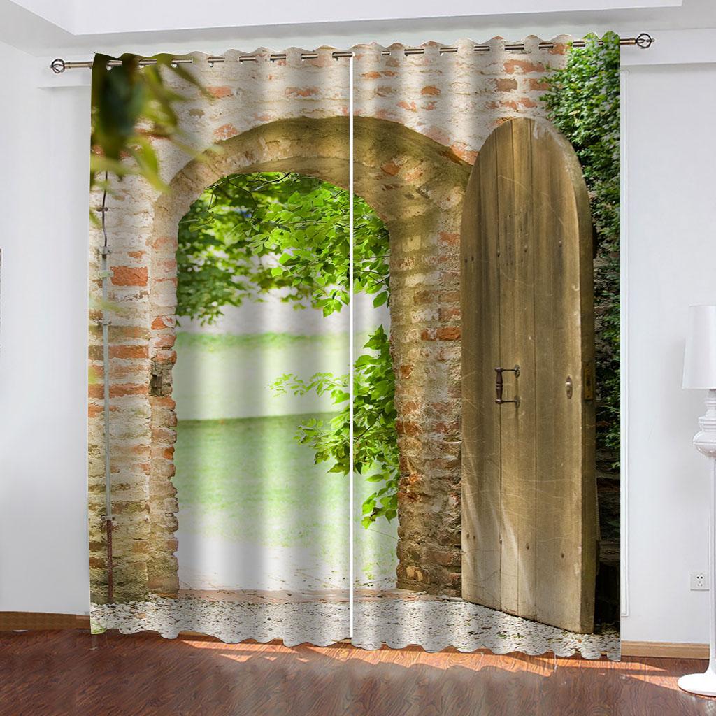 Nordic Curtain 3D Arch Building Curtain For Restaurants Public Places Living Rooms Bedroom Office Cortina, Blackout Curtains