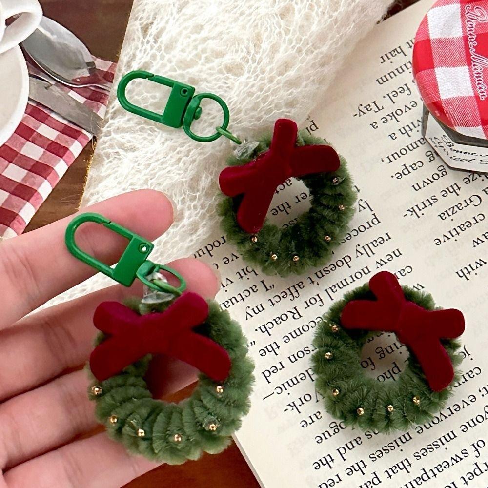 Красный Рождественский Подвесной Кулон Мультяшная Рождественская Брошь Милый Мини Венок Брелок Подвесной Аксессуар
