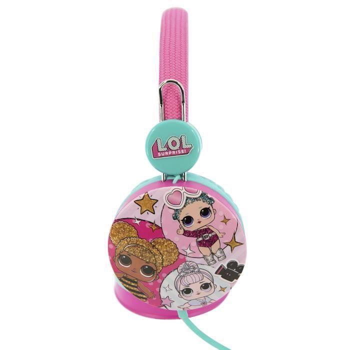 Casque Audio Enfant Kidsafe LOL Surprise! - Stéréo, Arceau Réglable, Prise Jack 3,5mm - Rose