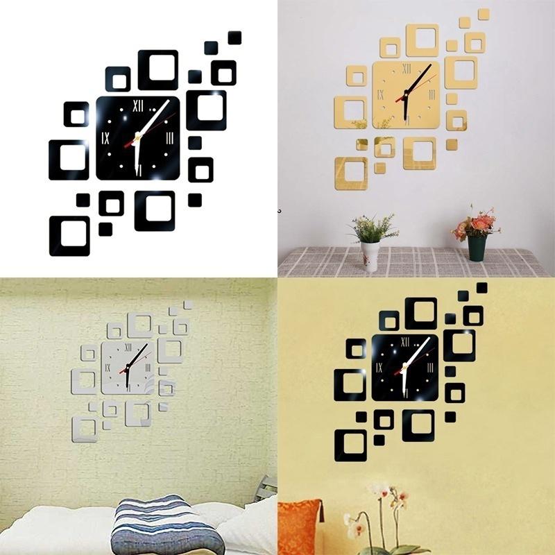 Современный дизайн 3D DIY настенные часы зеркальные часы для комнаты, спальни, кухни, настенные наклейки, домашний декор