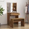 VidaXL Vanity Set with LED Cosmetic Table Makeup Vanity Table Jewelry Table Bedroom Smoked Oak 3114136