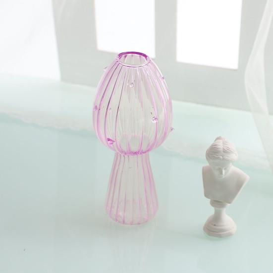 Flower Vase Adorable Mushroom Shape Transparent Glass Planter Unique Plant Propagation Station for Home Decoration