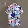 Гавайская рубашка с тропическими растениями, мужская повседневная рубашка с короткими рукавами и пуговицами с принтом по всей поверхности для летнего курорта