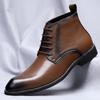 Модные мужские туфли в винтажном стиле, удобные мужские кожаные повседневные ботинки, деловые туфли, высокие мужские ботильоны на шнуровке, базовые ботинки