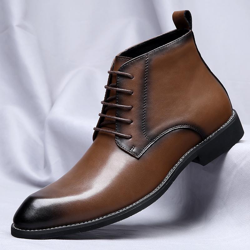 Модные мужские туфли в винтажном стиле, удобные мужские кожаные повседневные ботинки, деловые туфли, высокие мужские ботильоны на шнуровке, базовые ботинки