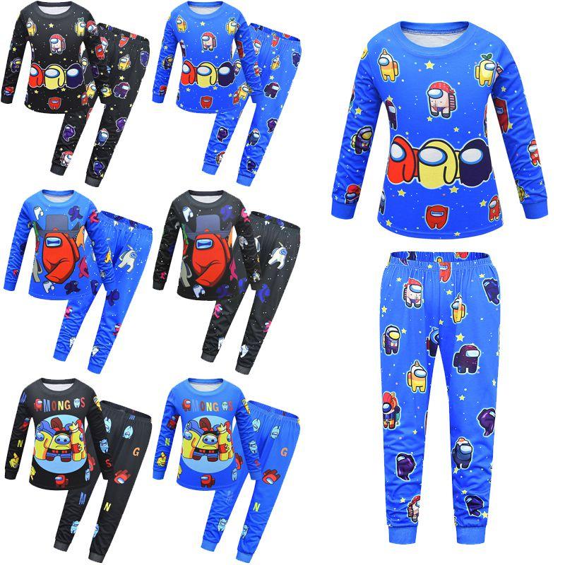 Пижамный комплект с длинным рукавом для детей Among Us, мягкая дышащая ночная одежда