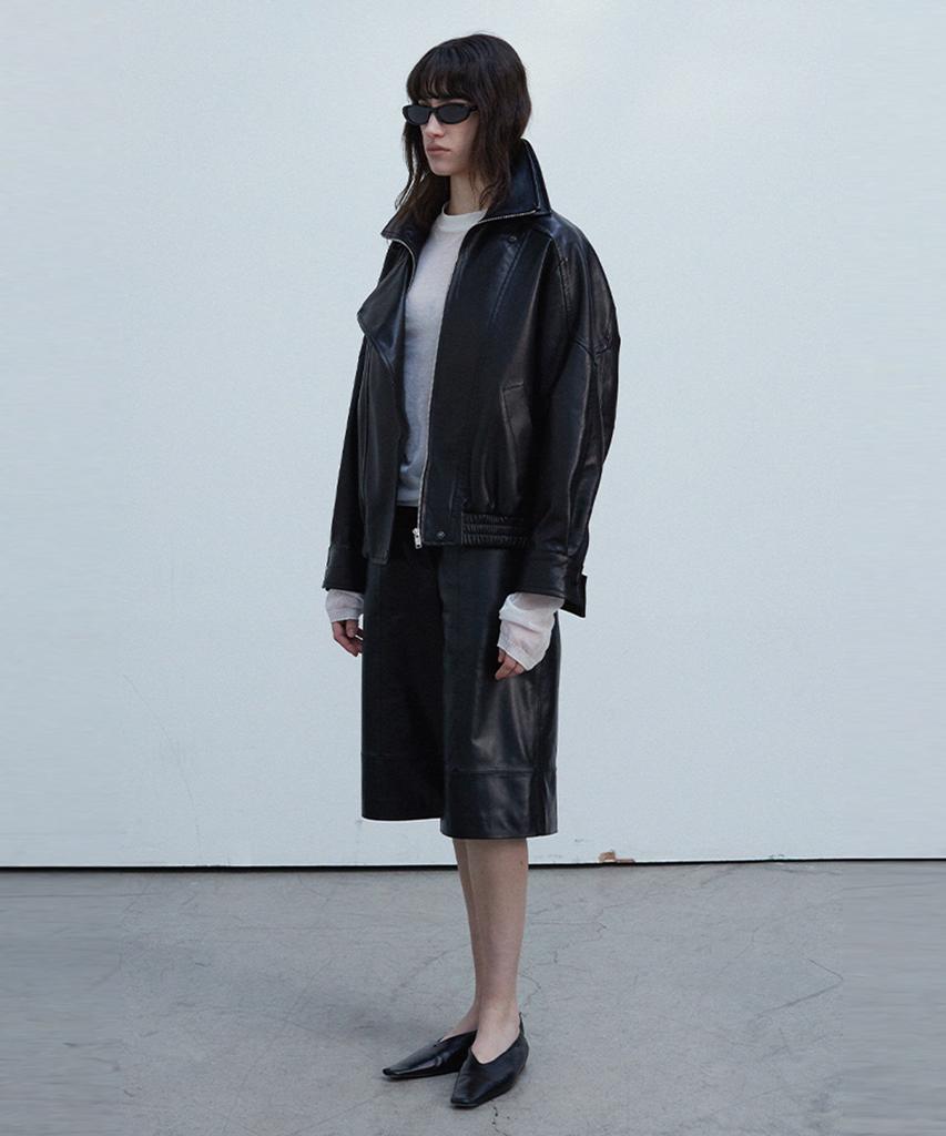 Verdemar Double Collar Zip-Up Jacket_Black