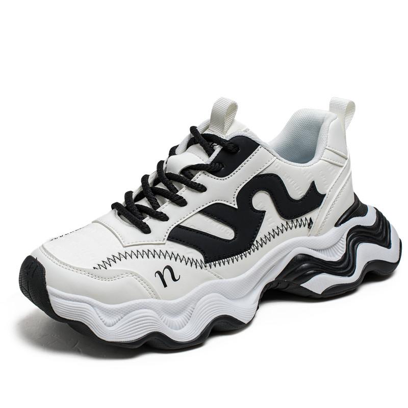 Модная осенняя новинка Мужская повседневная спортивная обувь Низкие кроссовки на толстой подошве из мягкой кожи Кроссовки для папы Нескользящая легкая мужская обувь для бега