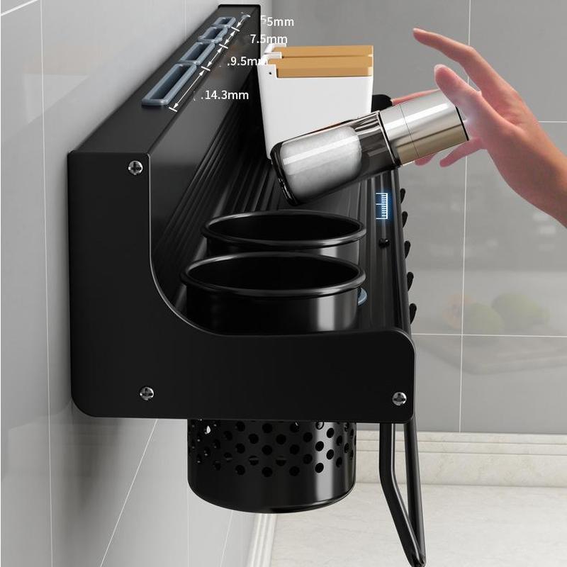 Kitchen Storage Shelf Wall-mounted Spice Racks Space Aluminum Multifunctional Storage Rack Kitchen Shelf Kitchen Organizer